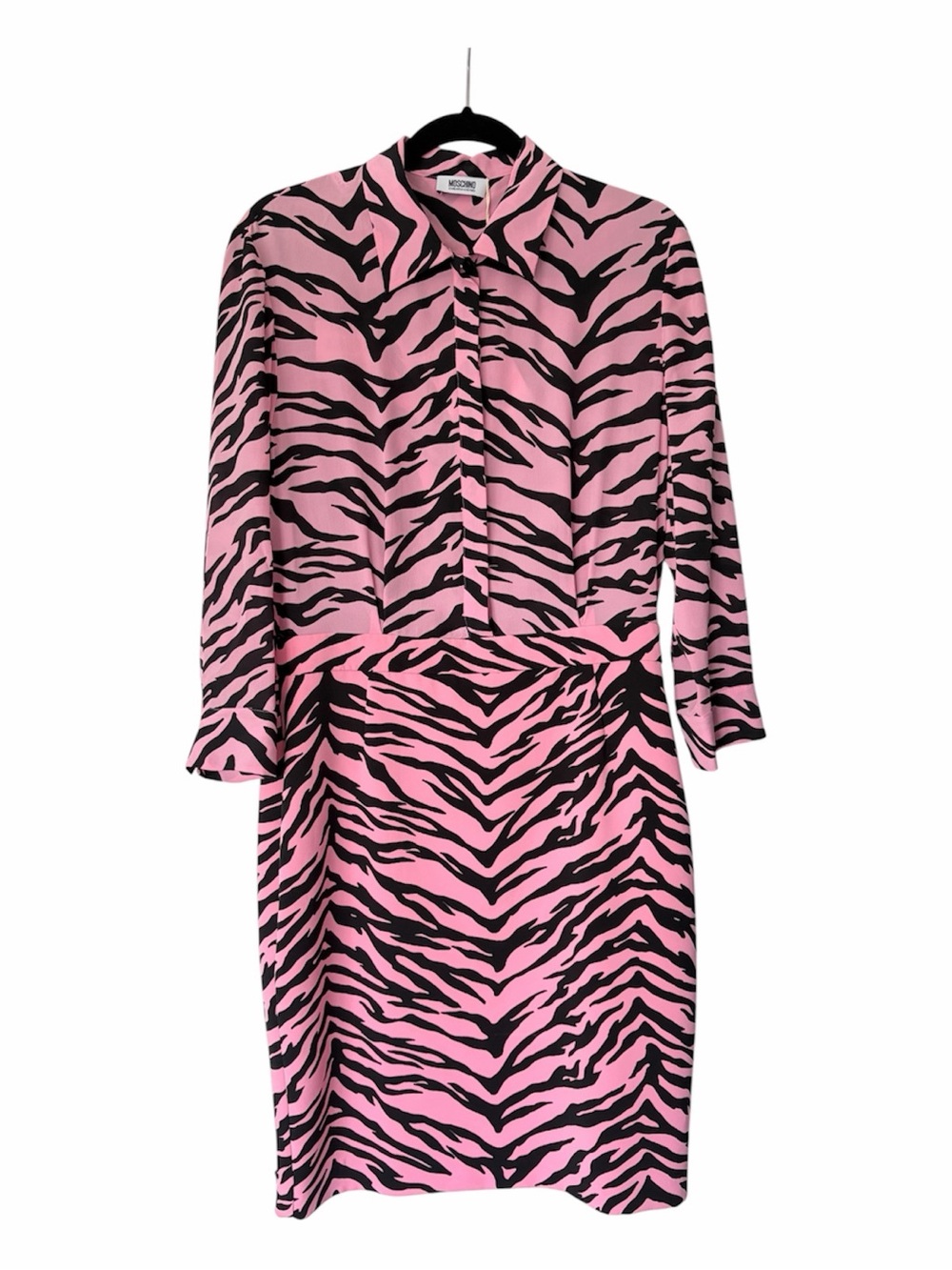Moschino Pink and Black Zebra Print Long Sleeve Dress